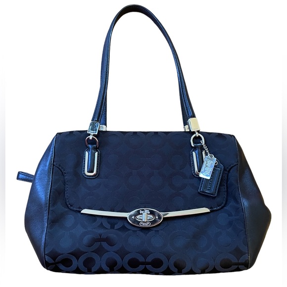 Coach Handbags - Coach Bag Madison Op Art Sateen Small Madeline Satchel BLACK